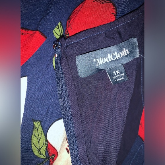 MODCLOTH teacher Apple A Day fruit fit flare dress 1x 14 16 - Picture 2 of 10